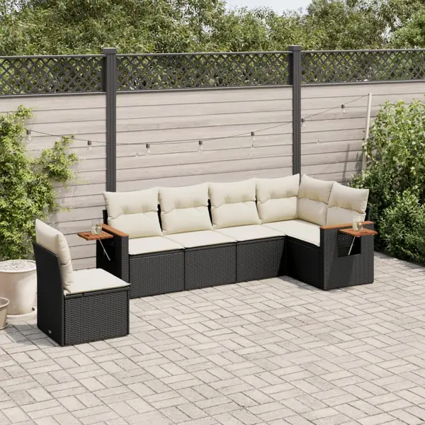 Gossi set mobilier de gradina cu perne, 6 piese, negru, poliratan