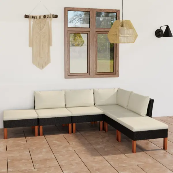 Gossi set mobilier de gradina cu perne, 6 piese, negru, poliratan