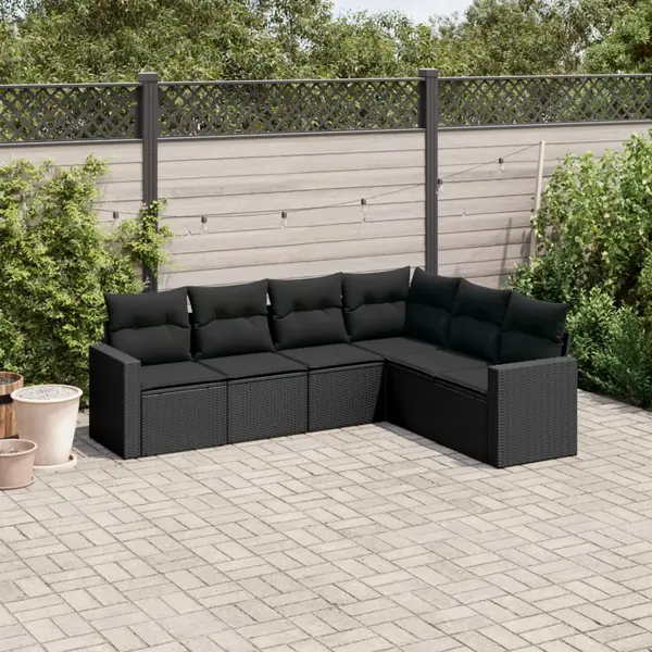 Gossi set mobilier de gradina cu perne, 6 piese, negru, poliratan