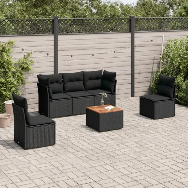 Gossi set mobilier de gradina cu perne, 6 piese, negru, poliratan