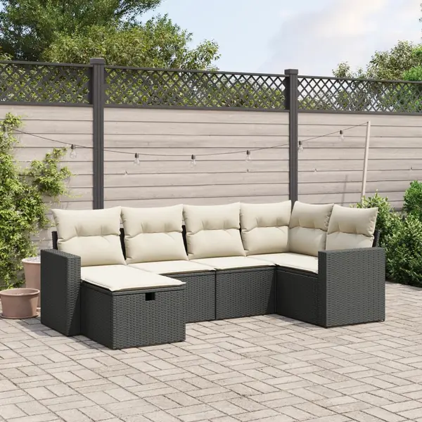 Gossi set mobilier de gradina cu perne, 6 piese, negru, poliratan