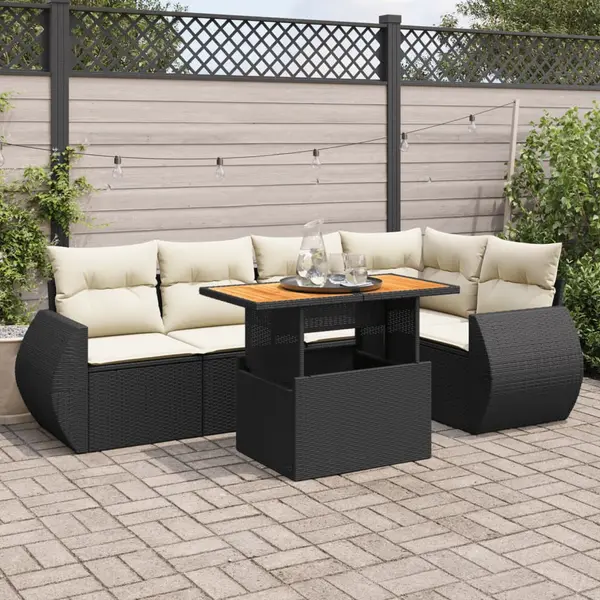 Gossi set mobilier de gradina cu perne, 6 piese, negru, poliratan