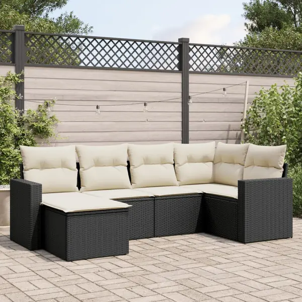 Gossi set mobilier de gradina cu perne, 6 piese, negru, poliratan