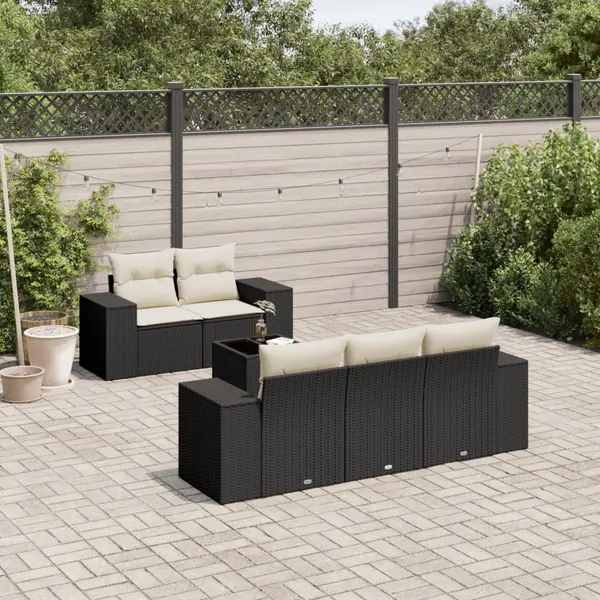 Gossi set mobilier de gradina cu perne, 6 piese, negru, poliratan