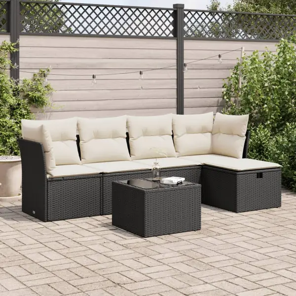 Gossi set mobilier de gradina cu perne, 6 piese, negru, poliratan