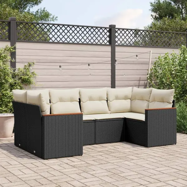 Gossi set mobilier de gradina cu perne, 6 piese, negru, poliratan