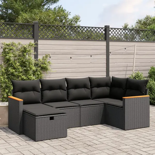 Gossi set mobilier de gradina cu perne, 6 piese, negru, poliratan