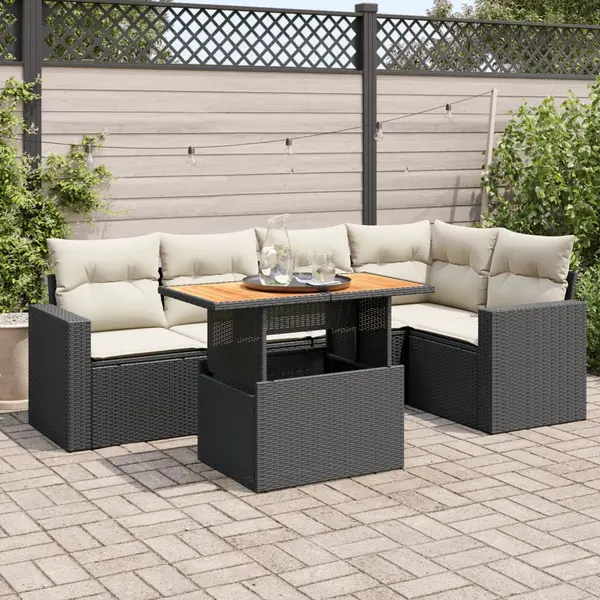 Gossi set mobilier de gradina cu perne, 6 piese, negru, poliratan