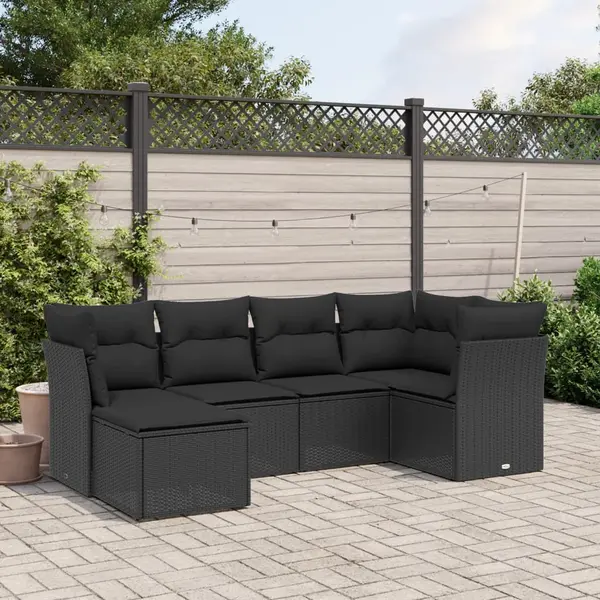 Gossi set mobilier de gradina cu perne, 6 piese, negru, poliratan