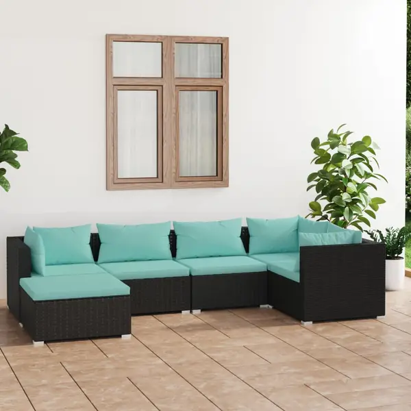 Gossi set mobilier de gradina cu perne, 6 piese, negru, poliratan