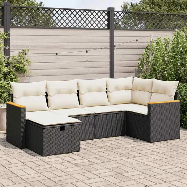 Gossi set mobilier de gradina cu perne, 6 piese, negru, poliratan