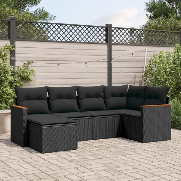 Gossi set mobilier de gradina cu perne, 6 piese, negru, poliratan