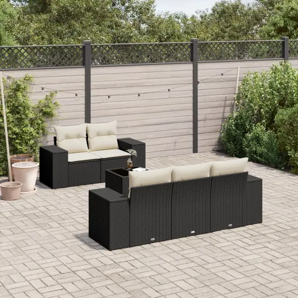 Gossi set mobilier de gradina cu perne, 6 piese, negru, poliratan