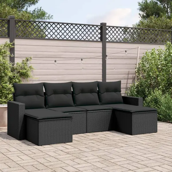 Gossi set mobilier de gradina cu perne, 6 piese, negru, poliratan