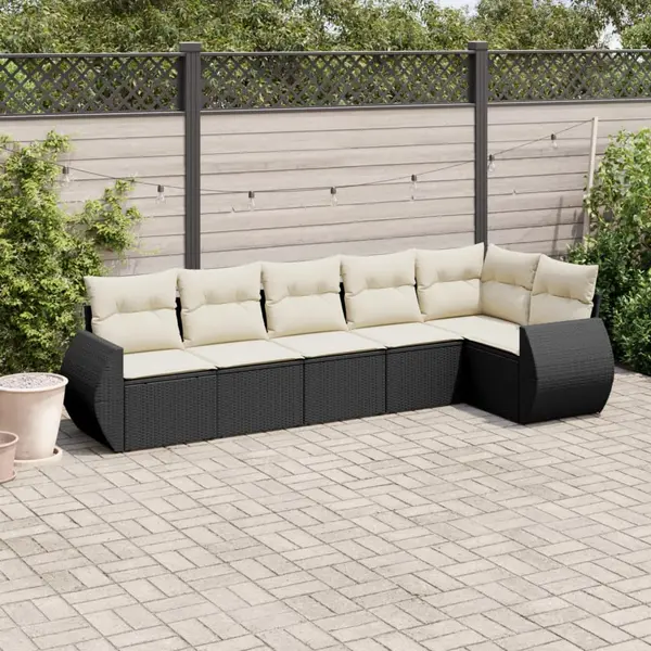 Gossi set mobilier de gradina cu perne, 6 piese, negru, poliratan