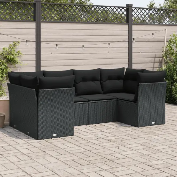 Gossi set mobilier de gradina cu perne, 6 piese, negru, poliratan