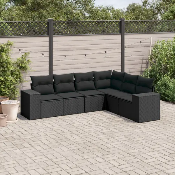 Gossi set mobilier de gradina cu perne, 6 piese, negru, poliratan