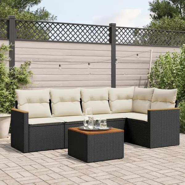 Gossi set mobilier de gradina cu perne, 6 piese, negru, poliratan