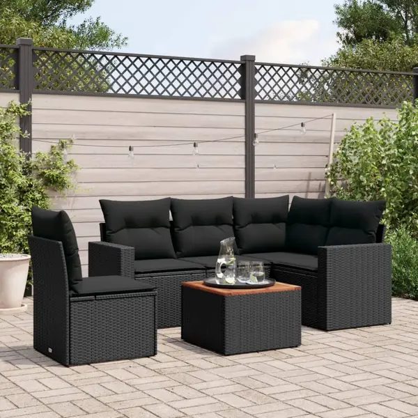 Gossi set mobilier de gradina cu perne, 6 piese, negru, poliratan