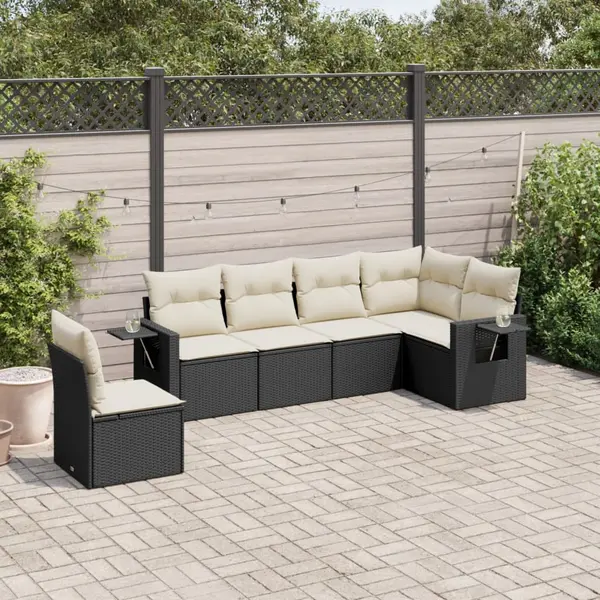 Gossi set mobilier de gradina cu perne, 6 piese, negru, poliratan