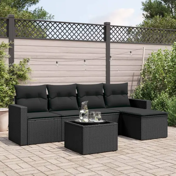 Gossi set mobilier de gradina cu perne, 6 piese, negru, poliratan