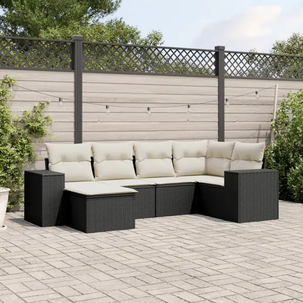 Gossi set mobilier de gradina cu perne, 6 piese, negru, poliratan
