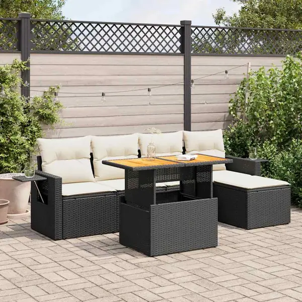 Gossi set mobilier de gradina cu perne, 6 piese, negru, poliratan