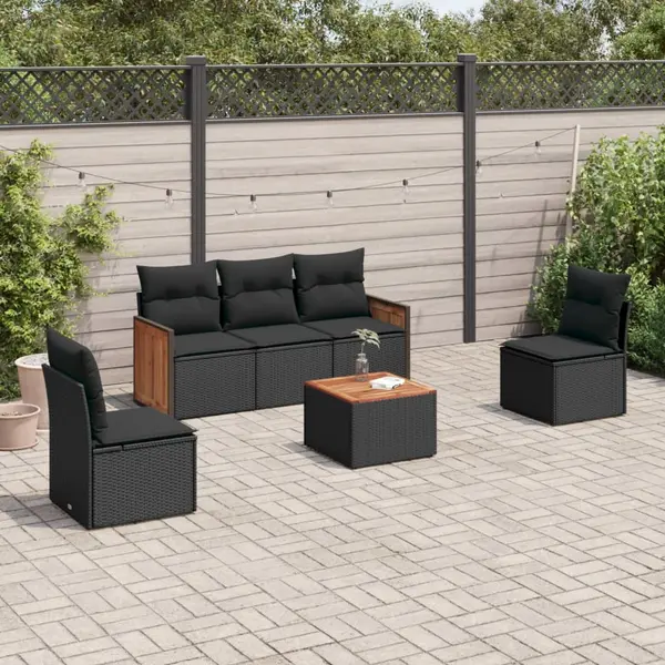 Gossi set mobilier de gradina cu perne, 6 piese, negru, poliratan