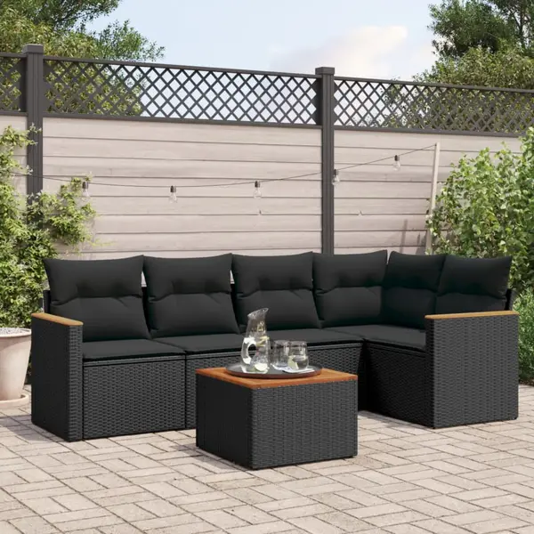 Gossi set mobilier de gradina cu perne, 6 piese, negru, poliratan