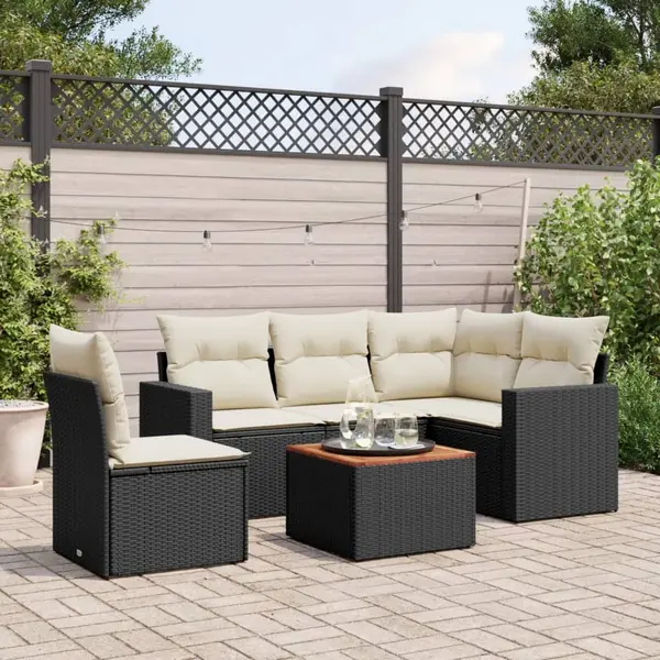 Gossi set mobilier de gradina cu perne, 6 piese, negru, poliratan