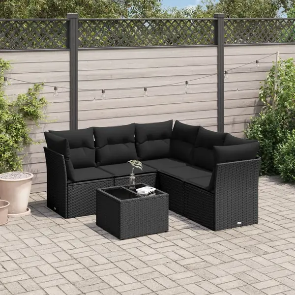 Gossi set mobilier de gradina cu perne, 6 piese, negru, poliratan