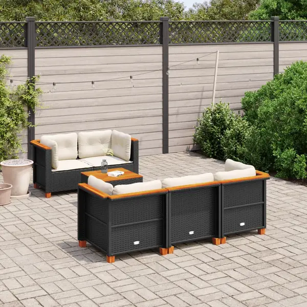Gossi set mobilier de gradina cu perne, 6 piese, negru, poliratan