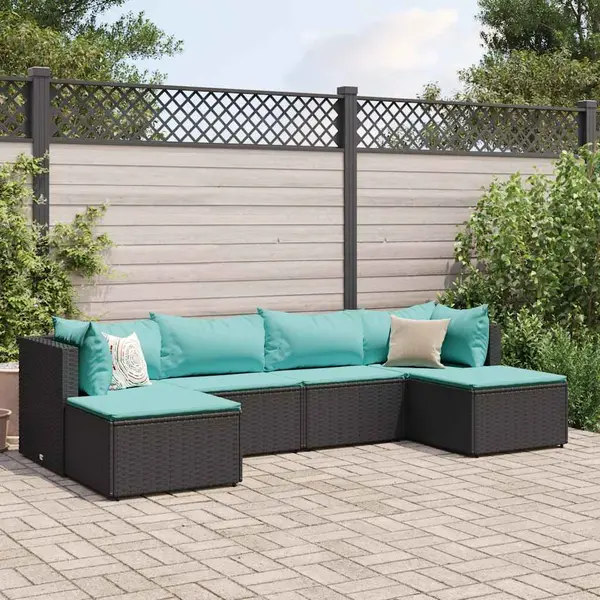 Gossi set mobilier de gradina cu perne, 6 piese, negru, poliratan