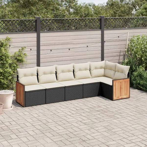 Gossi set mobilier de gradina cu perne, 6 piese, negru, poliratan