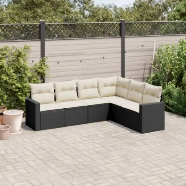 Gossi set mobilier de gradina cu perne, 6 piese, negru, poliratan