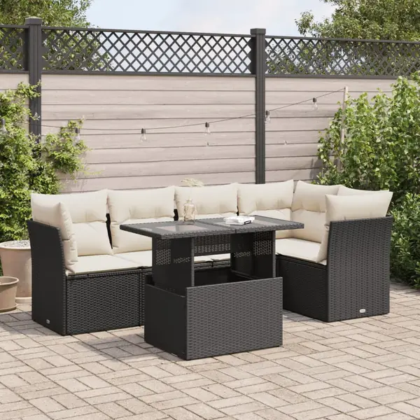Gossi set mobilier de gradina cu perne, 6 piese, negru, poliratan