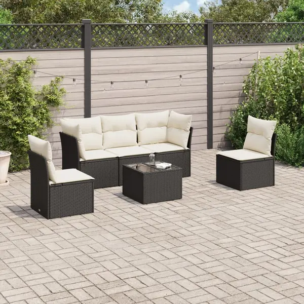 Gossi set mobilier de gradina cu perne, 6 piese, negru, poliratan