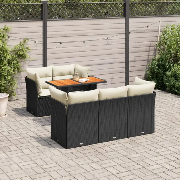 Gossi set mobilier de gradina cu perne, 6 piese, negru, poliratan
