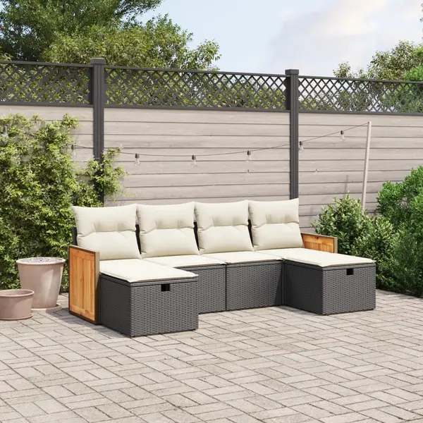 Gossi set mobilier de gradina cu perne, 6 piese, negru, poliratan