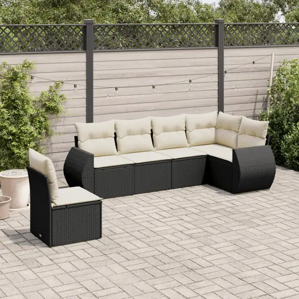 Gossi set mobilier de gradina cu perne, 6 piese, negru, poliratan