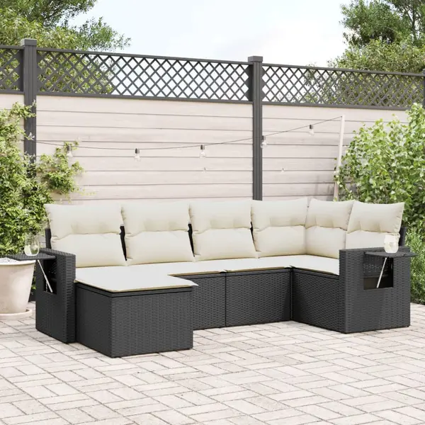 Gossi set mobilier de gradina cu perne, 6 piese, negru, poliratan
