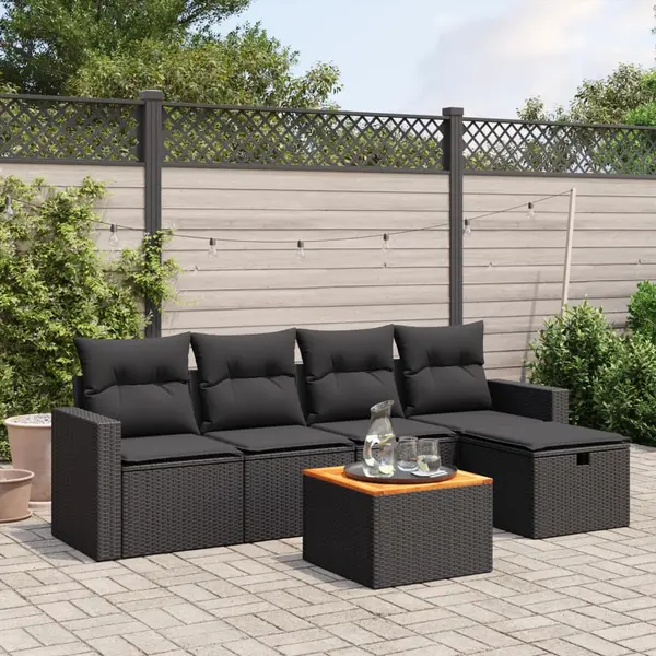Gossi set mobilier de gradina cu perne, 6 piese, negru, poliratan