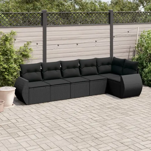 Gossi set mobilier de gradina cu perne, 6 piese, negru, poliratan