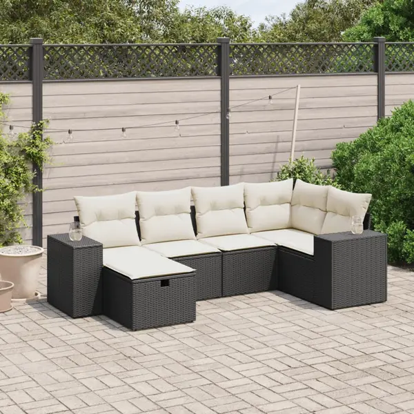 Gossi set mobilier de gradina cu perne, 6 piese, negru, poliratan