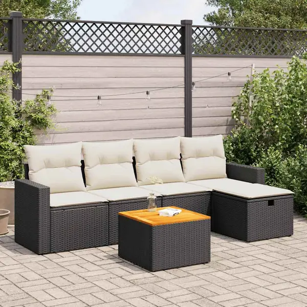 Gossi set mobilier de gradina cu perne, 6 piese, negru, poliratan