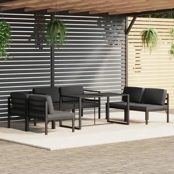 Gossi set mobilier de gradina cu perne, 7 piese, antracit, aluminiu