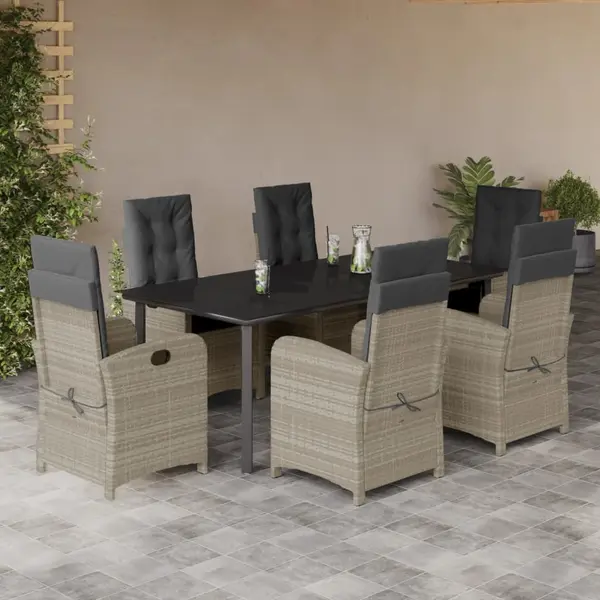 Gossi set mobilier de gradina cu perne, 7 piese gri deschis poliratan