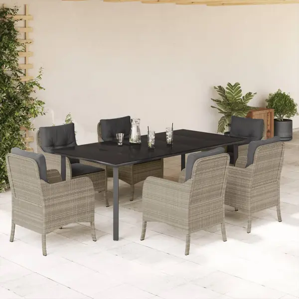 Gossi set mobilier de gradina cu perne, 7 piese gri deschis poliratan