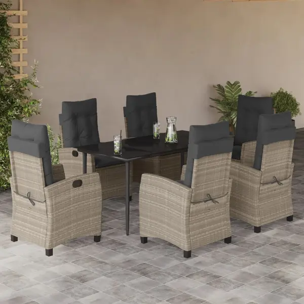 Gossi set mobilier de gradina cu perne, 7 piese gri deschis poliratan
