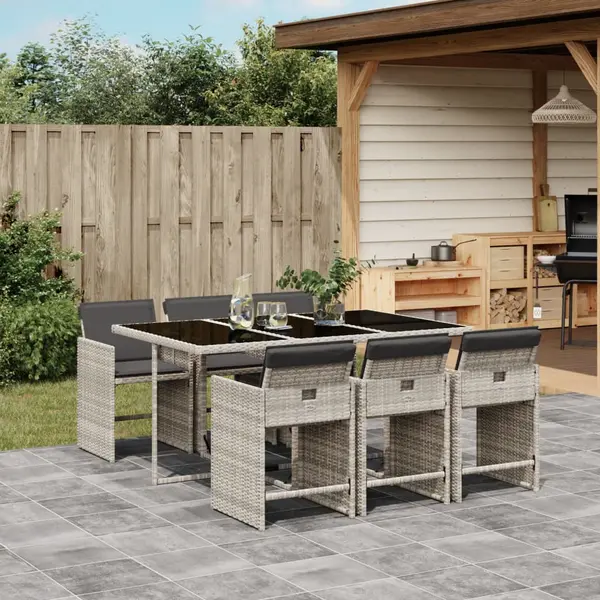 Gossi set mobilier de gradina cu perne, 7 piese gri deschis poliratan